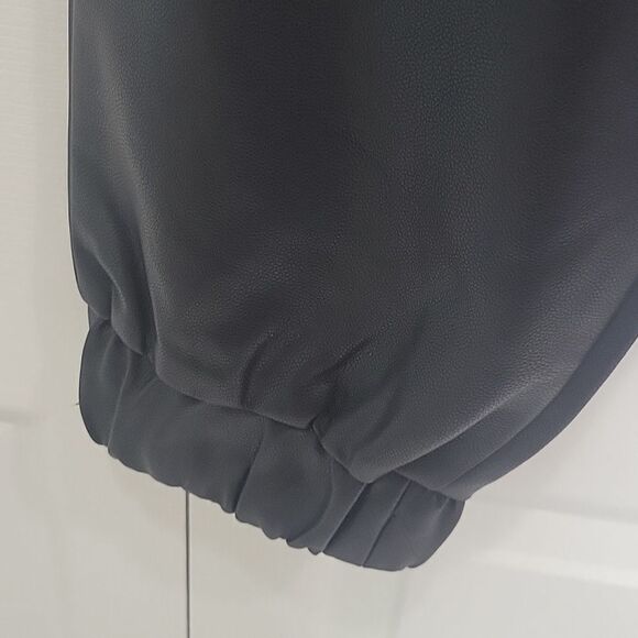 OLIVACEOUS Black Faux Leather High Rise Joggers. Size Small - Picture 4 of 6